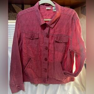 Linden Hill 100% linen light jacket in a coral/rose color. Size Extra Large